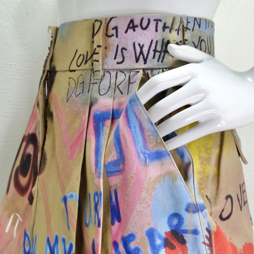 Dolce & Gabbana Graffiti Print Pleated Skirt