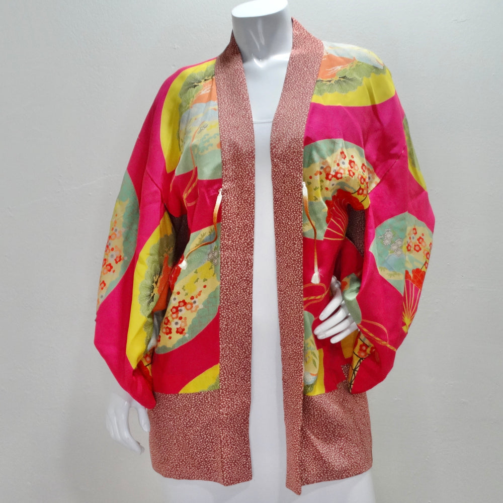 1940s Silk Multicolor Printed Kimono