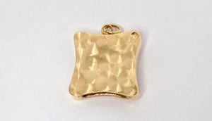 Textured 14k Square Gold Pendant With Initial "D"