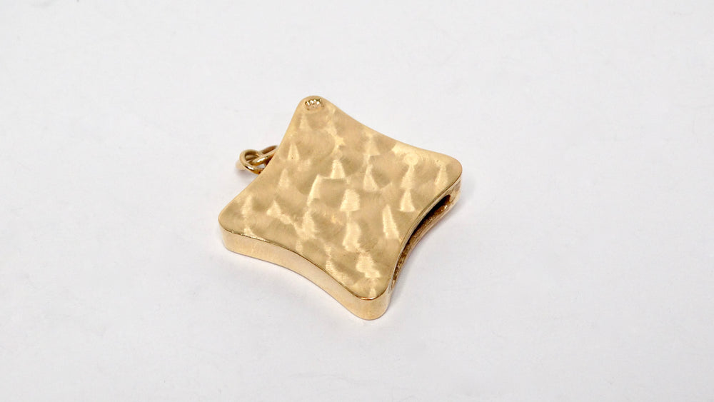 Textured 14k Square Gold Pendant With Initial "D"