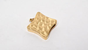 Textured 14k Square Gold Pendant With Initial "D"