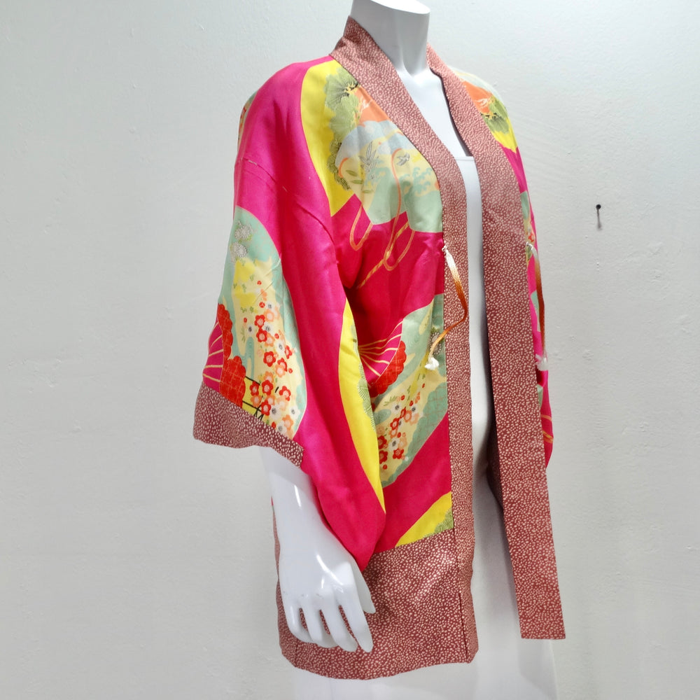 1940s Silk Multicolor Printed Kimono