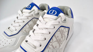 Christian Dior B27 Low White & Blue Oblique Galaxy Calfskin Leather Sneakers