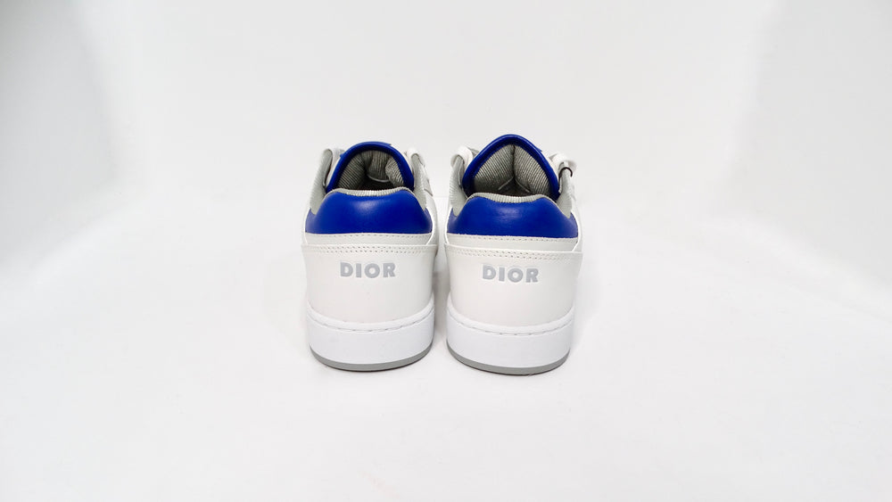 Christian Dior B27 Low White & Blue Oblique Galaxy Calfskin Leather Sneakers