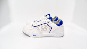 Christian Dior B27 Low White & Blue Oblique Galaxy Calfskin Leather Sneakers