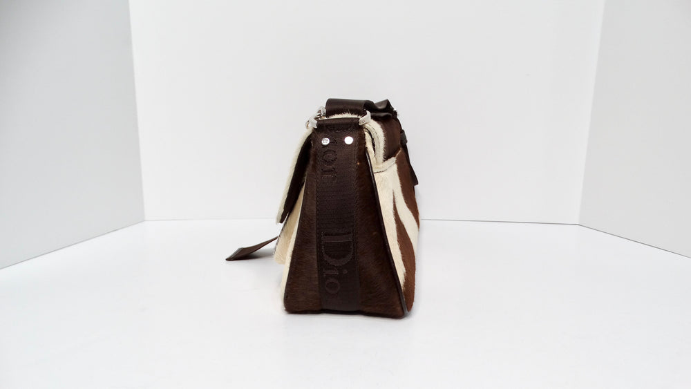 Christian Dior Y2K Brown & Cream Pony Hair Shoulder Bag