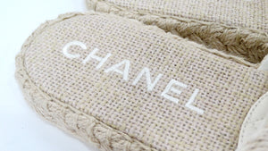 Chanel Beige Braided Cord Slide Sandals