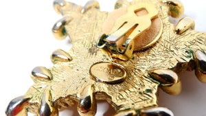 1990s Escada Nautical Anchor Motif Gold Tone Star Clip-On Earrings