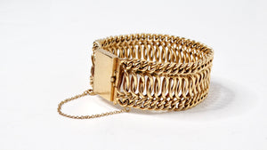 1950s French 14k Yellow Gold Woven Chain Bracelet