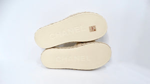 Chanel Beige Braided Cord Slide Sandals