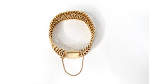 1950s French 14k Yellow Gold Woven Chain Bracelet