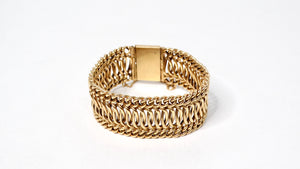 1950s French 14k Yellow Gold Woven Chain Bracelet