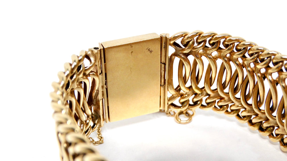 1950s French 14k Yellow Gold Woven Chain Bracelet