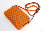 Moreau Savoie Orange Monogram Leather Crossbody Bag