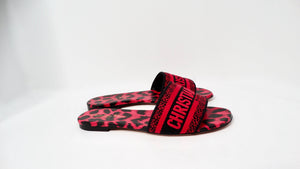 Christian Dior Canvas Berry Animal Print Slides