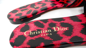 Christian Dior Canvas Berry Animal Print Slides