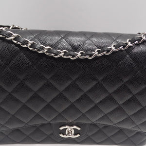 Chanel Classic Quilted Jumbo Double Flap Black Caviar Gold