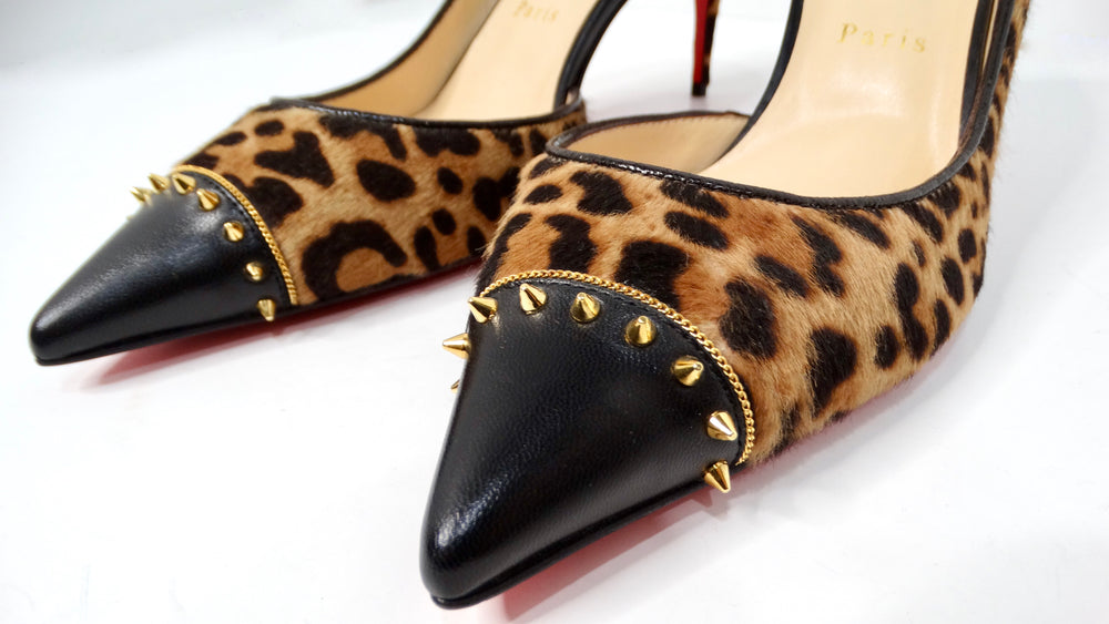 Christian Louboutin Culturella 70mm Pony Hair Leopard Studded Pumps