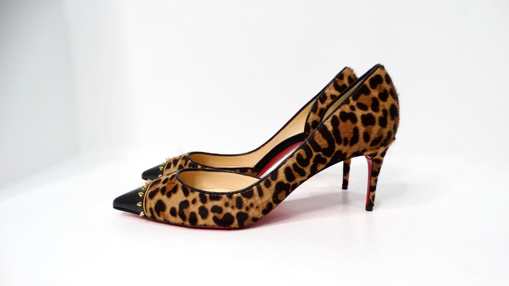 Christian Louboutin Culturella 70mm Pony Hair Leopard Studded