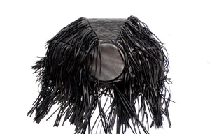 Chanel 2014 Paris-Dallas Black Quilted Lambskin Drawstring Fringe Bucket Bag