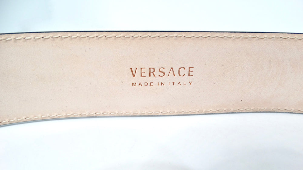 Versace Medusa Light Purple Monochrome Leather Belt