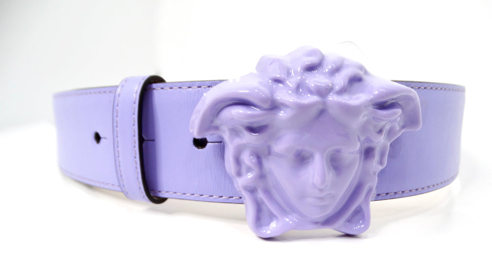 Versace Medusa Light Purple Monochrome Leather Belt