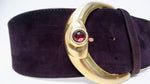 1980s Donna Karan Purple Suede Leather Chunky Waist Belt