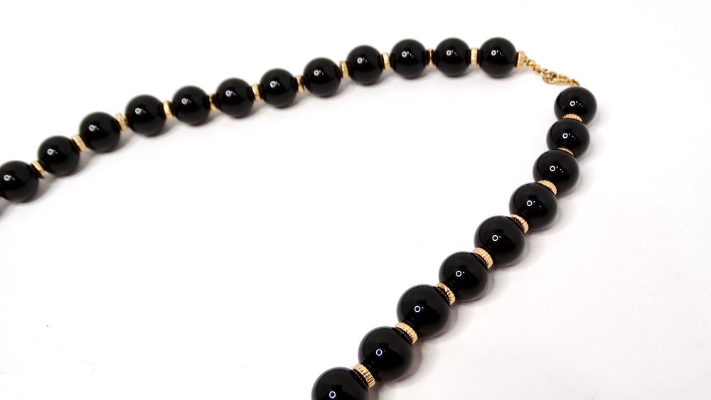 Black Onyx & 14k Yellow Gold Beaded Necklace