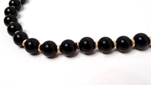 Black Onyx & 14k Yellow Gold Beaded Necklace