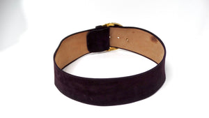 1980s Donna Karan Purple Suede Leather Chunky Waist Belt
