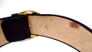 1980s Donna Karan Purple Suede Leather Chunky Waist Belt