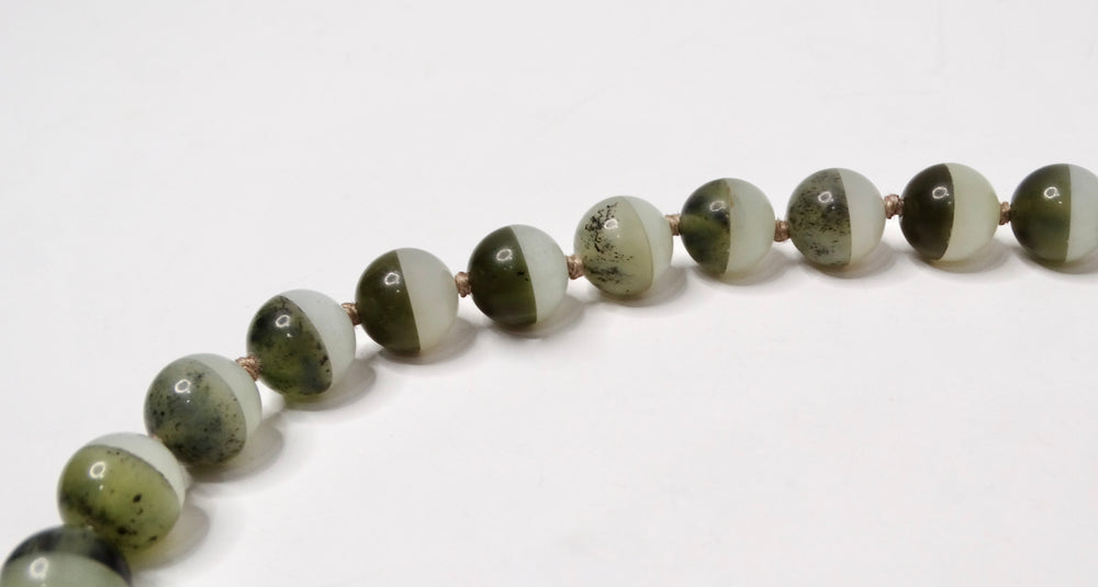 Two-Tone Jade & Sterling Silver Beaded Necklace