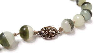 Two-Tone Jade & Sterling Silver Beaded Necklace