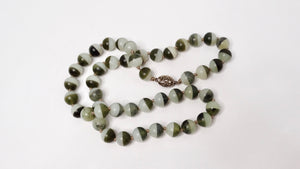 Two-Tone Jade & Sterling Silver Beaded Necklace