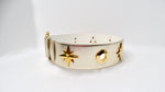 Vintage Escada Champagne Metallic Gold Star Charm Leather Waist Belt