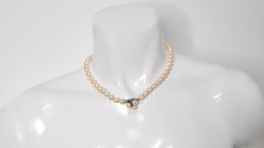 Freshwater Pearl Beaded & 14k White Gold Necklace With Floral Pearl Charm Clasp