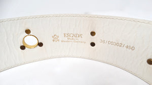 Vintage Escada Champagne Metallic Gold Star Charm Leather Waist Belt