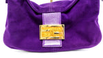 Fendi Circa 1990s Purple Suede & Gold-Tone Baguette Shoulder Bag