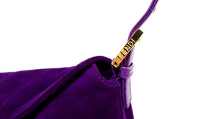 Fendi Circa 1990s Purple Suede & Gold-Tone Baguette Shoulder Bag