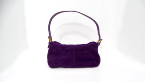 Fendi Circa 1990s Purple Suede & Gold-Tone Baguette Shoulder Bag