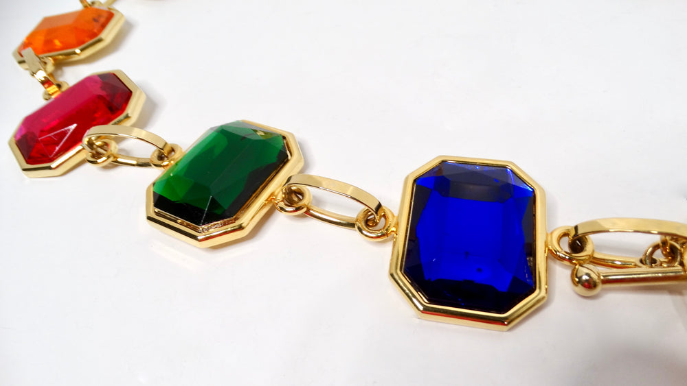 1980s Chain Link Multicolor Jewel-Tone Belt