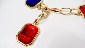1980s Chain Link Multicolor Jewel-Tone Belt