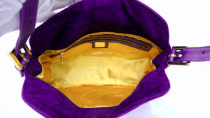 Fendi Circa 1990s Purple Suede & Gold-Tone Baguette Shoulder Bag