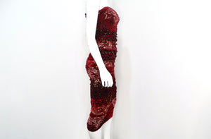 Fuzzi 1990s Burgundy Animal Print Mesh Strapless Midi Dress