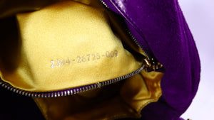 Fendi Circa 1990s Purple Suede & Gold-Tone Baguette Shoulder Bag