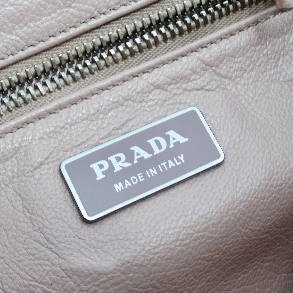 Prada Brown Leather Embellished Skipper Shoulder Bag