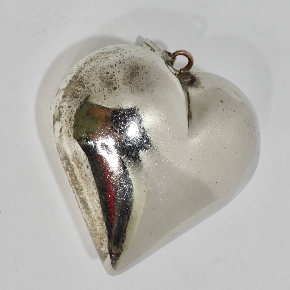 Giant 1970s Silver 925 Heart Pendent