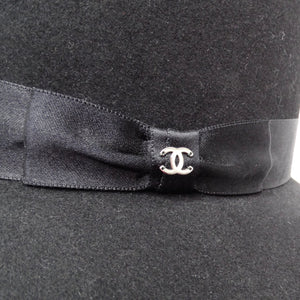Chanel Black Rabbit Fur CC Hat