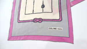 Vintage Celine Rope & Pulley Motif Silk Scarf