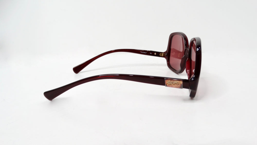Y2K Chanel Red Oversized Round Tinted Sunglasses